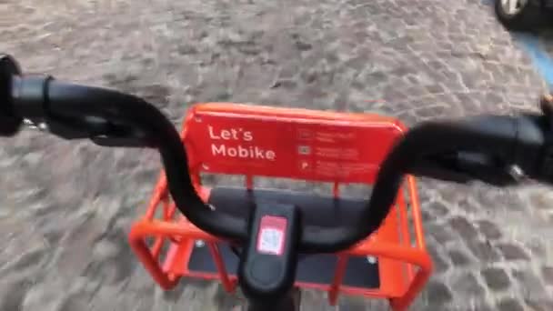 Bologna Italy September 2018 Mobike Bike Pov Riding Street New — Stock video
