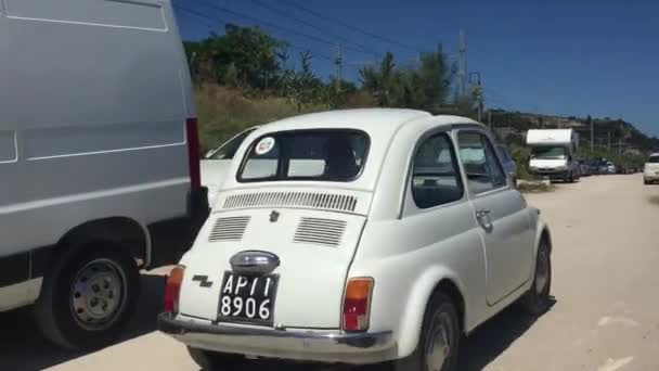 Pedaso Italy Circa August 2016 Old White Fiat Nuova 500 — Stockvideo