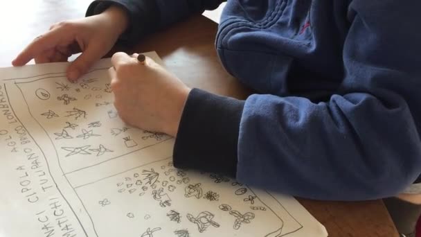 Kinderzeichnung Mit Bleistift — Stockvideo