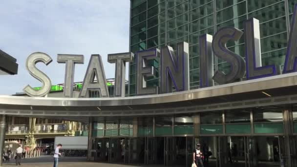 New York City May 2015 Staten Island Ferry Sign Manhattan — стокове відео