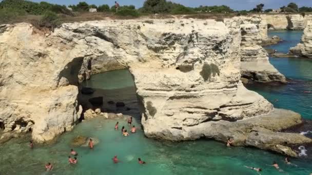 Lecce Italia Agosto 2015 Playa Porto Selvaggio Verano Esta Playa — Vídeos de Stock
