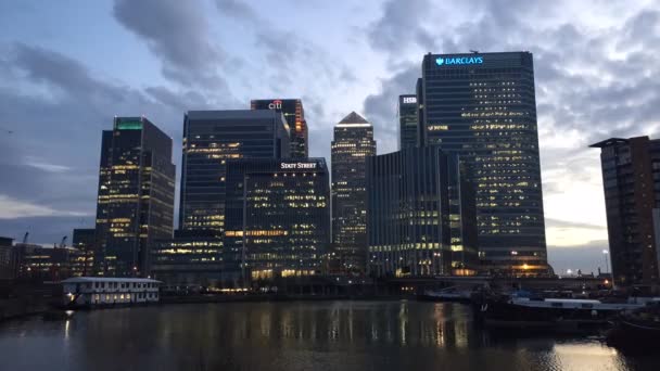 London June 2015 Time Lapse Canary Wharf Buildings Night Canary — Video Stock