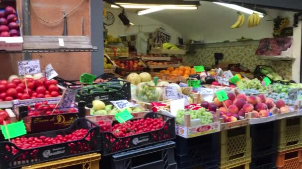 Bologna Italy September 2015 Old Market Center City Vendors Sell — Vídeo de Stock