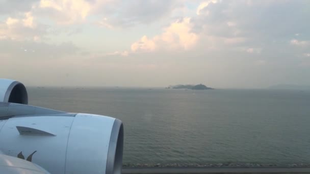 Hong Kong China November 2015 Plane Landing Hong Kong International — Vídeo de stock