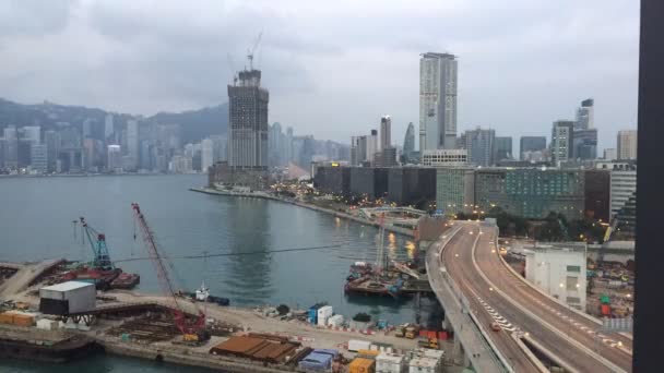Time Lapse Night Day Panoramic View Kowloon Hong Kong Island — Vídeo de Stock