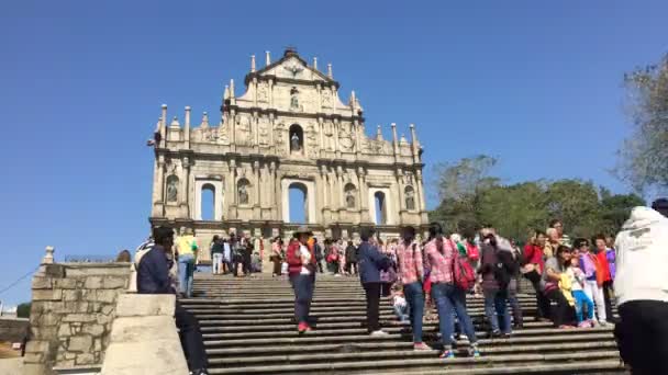 Macau China November 2015 Reruntuhan Katedral Santo Paulus Dan Orang — Stok Video