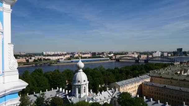 Vue Aérienne Ville Depuis Cathédrale Smolny Par Une Journée Ensoleillée — Video