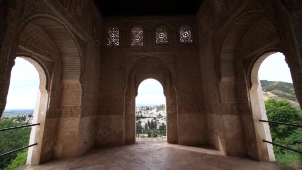 Granada España Junio 2018 Detalle Del Palacio Alhambra Sitio Unesco — Vídeos de Stock