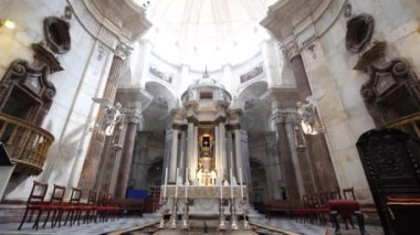 Cadiz, İspanya - Çerkezhaziran 2018: Cadiz Katedrali iç manzarası Endülüs, İspanya.