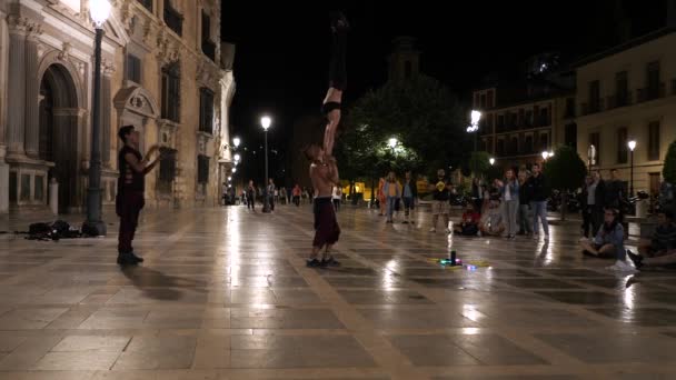 Granada Spanje Juni 2018 Nachtscène Met Jongleursshow — Stockvideo