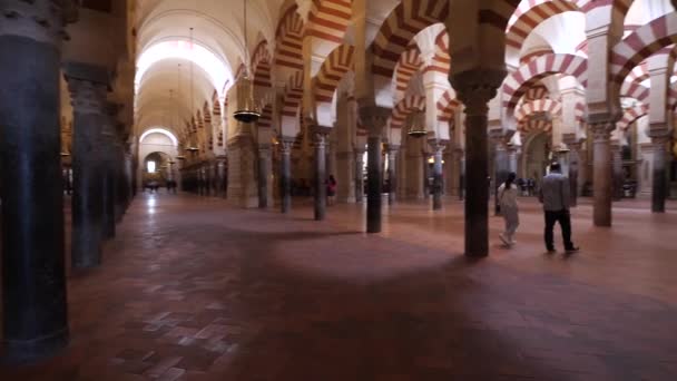 Cordoba Spain June 2018 游客参观科多巴清真寺 主教座堂 这是一座天主教和伊斯兰教相遇的独特建筑 — 图库视频影像