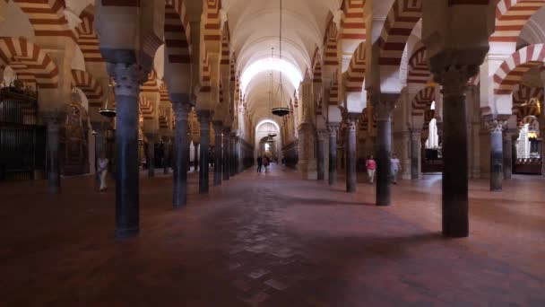 Cordoba Spain June 2018 Tourist Visiting Mosque Cathedral Cordoba Unique — стоковое видео