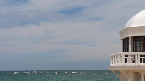 Velha Estância Balnear Praia Cádiz Andaluzia Espanha Belo Dia Verão — Vídeo de Stock