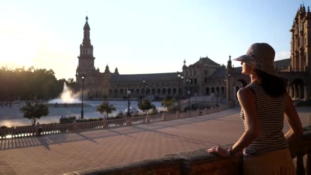 Sevilla Spain June 2018 Plaza Espana Spain Square Built 1928 — Stock Video