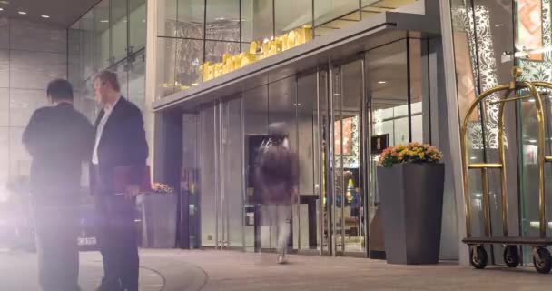 Hong Kong Čína 2015 Časová Prodleva Vchod Hotelu Ritz Carlton — Stock video