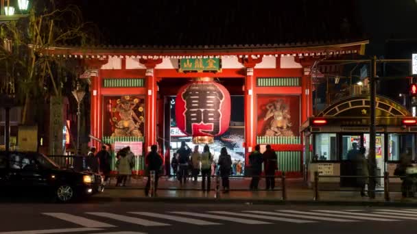 Tokyo Marzec 2017 Świątynia Senso Nocy Wielką Latarnią Senso Rozciągacz — Wideo stockowe