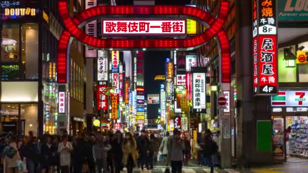 Tokio Japón Circa Marzo 2017 Tráfico Distrito Kabuki Cho Shinjuku — Vídeos de Stock