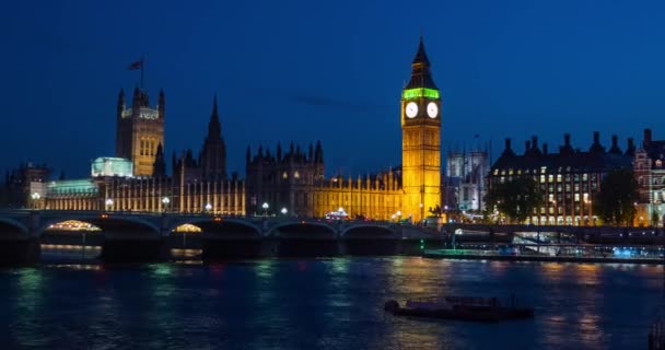 Londra Daki Westminster Köprüsü Nün Hızlandırılmış Gece Görüntüsü Sviçreli Mimar — Stok video