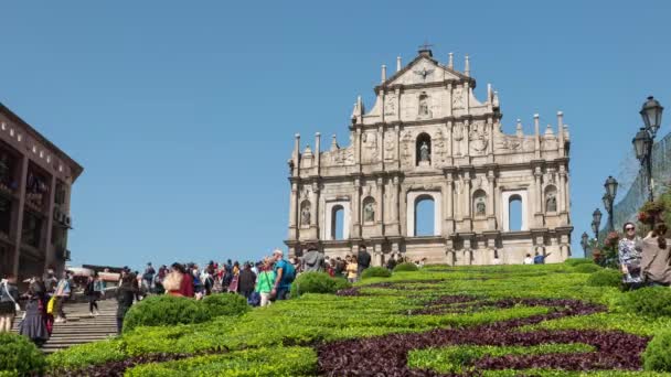 Macau China November 2015 Time Lapse Saint Paul Cathedral Ruins — Vídeo de Stock