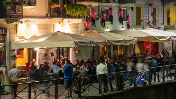 Milan Italy Circa September 2016 Time Lapse People Walking Naviglio — 图库视频影像