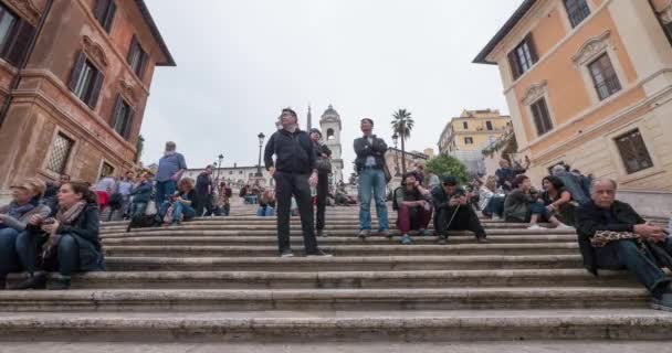 Rome Italy Circa October 2016 Time Lapse Tourists Walking Spanish — стокове відео