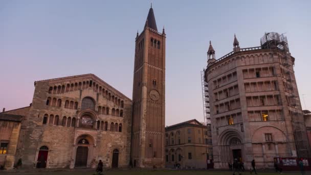 Tempo Lapse Giorno Una Notte Piazza Duomo Con Antica Cattedrale — Video Stock