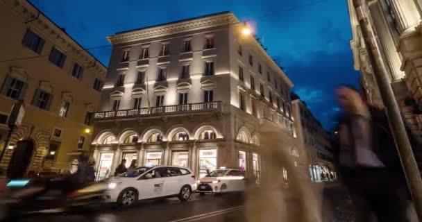 Roma Itália Circa Outubro 2016 Lapso Tempo Loja Fendi Noite — Vídeo de Stock
