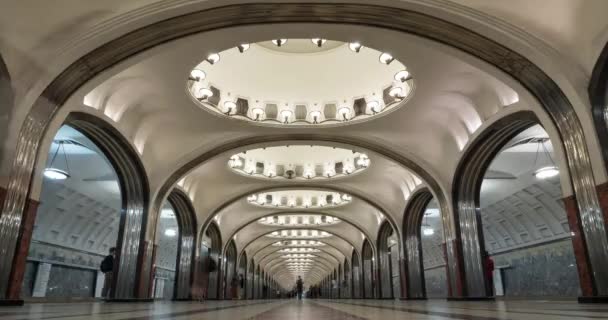 Hareketli Insanlarla Moskova Şehir Metro Istasyonu Zaman Atlamalı — Stok video