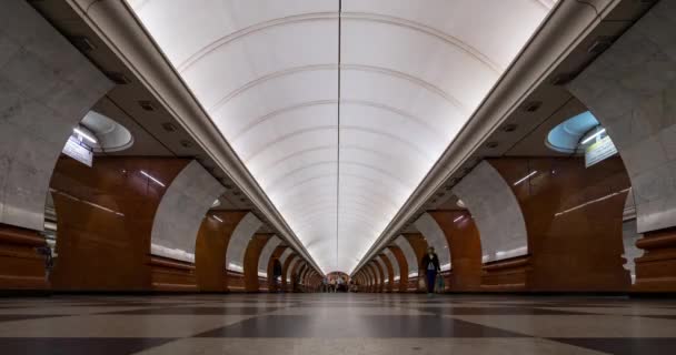 Moscow City Stazione Della Metropolitana Con Persone Movimento Time Lapse — Video Stock