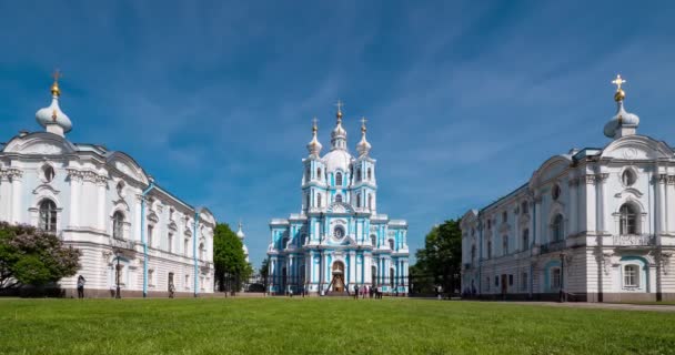Saint Petersburg Rusko Circa Květen 2018 Smolná Katedrála Součást Architektonického — Stock video