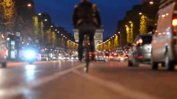 Footage Paris Street Evening — Stock Video