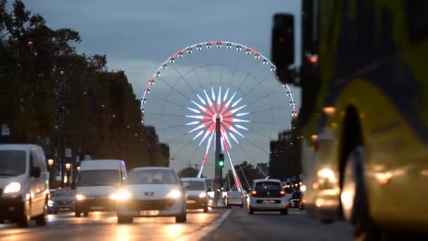 Paris Frankrijk Circa November 2016 Panoramische Wiel Place Concorde Het — Stockvideo