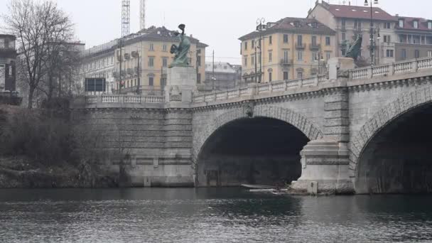 Turín Italia Filmación Del Río — Vídeos de Stock