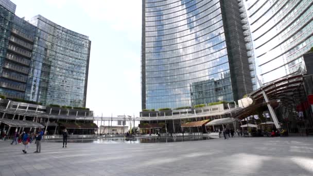 Milan Talya Eylül 2017 Yaklaşık Gae Aulenti Square Porta Garibaldi — Stok video