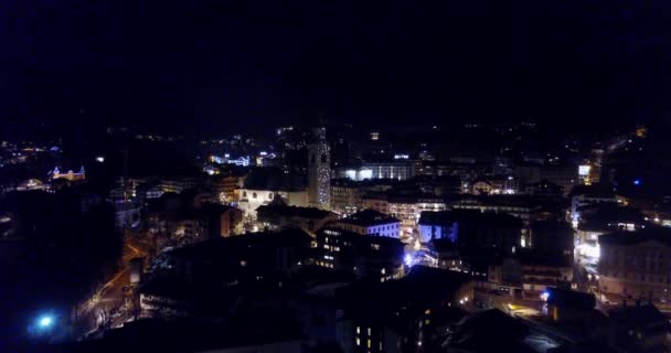 Cortina Ampezzo Hava Panoramik Gece — Stok video
