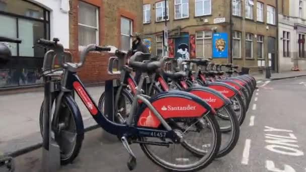 Londen Mei 2018 Santander Cycle Hire — Stockvideo