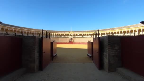 Севилль Испания Circa June 2018 Real Maestranza Cavalry Bullring Interior — стоковое видео