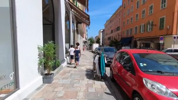 Bastia Frankrike Juli 2018 Bilder Gamla Gatan Staden Dagtid — Stockvideo