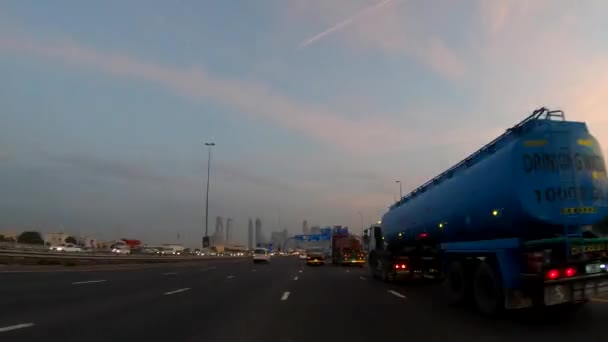 Dubai October 2018 Driving Pov Car Highway Dusk Speed Footage — Vídeo de Stock