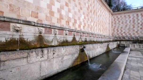 Brunnen Der Tüllen Fontana Delle Cannelle Historischer Brunnen Mit Düsen — Stockvideo