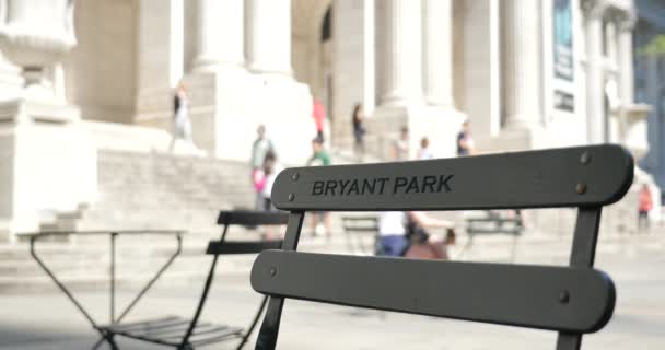 New York City May 2015 Bryant Park Name Embossed Chair — Video Stock