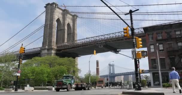 Nueva York City Mayo 2015 Brooklyn Bridge View Trafic Puente — Vídeos de Stock