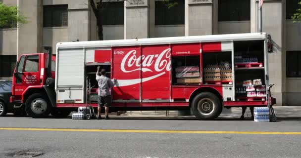 New York City Května 2015 Coca Cola Náklaďák Koks Manhattanu — Stock video