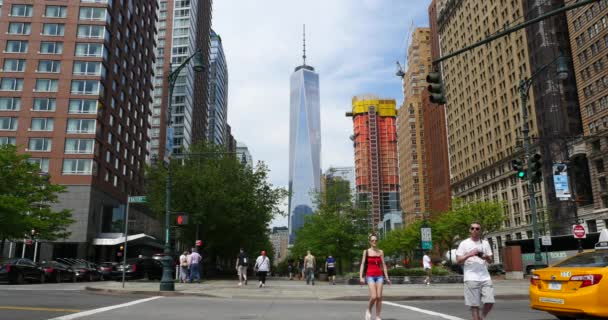 New York City Circa June 2012 Crowd Tourists Walking Commerce — Stock Video