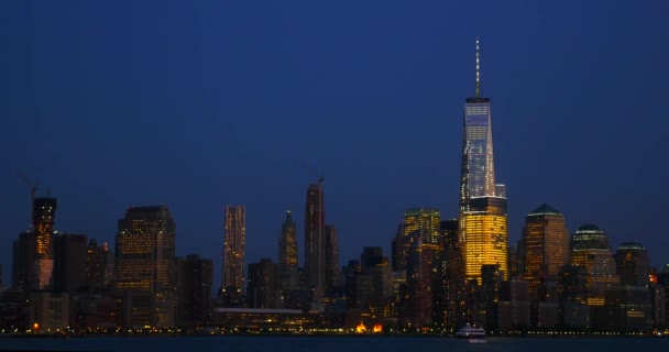 Horizonte Long Island Por Noche Ciudad Nueva York — Vídeo de stock