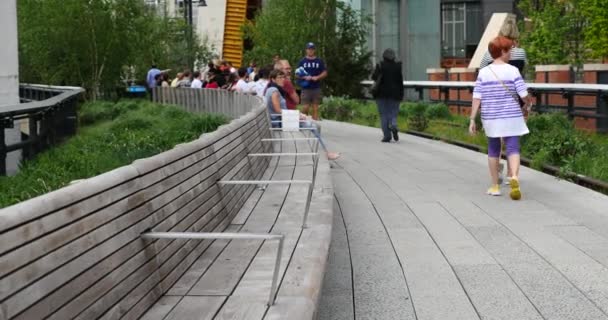 New York City Mayıs 2015 Nsanlar Yüksek Hat Park Rahatlatıcı — Stok video