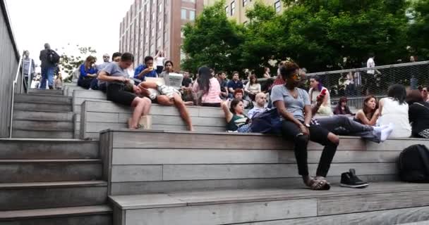 Nova Cidade Iorque Maio 2015 Pessoas Relaxando High Line Park — Vídeo de Stock