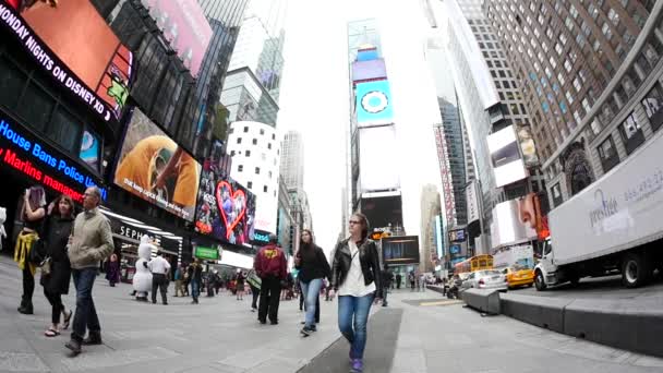 NEW YORK CITY - JUNE 28: Times Square is a busy tourist intersec — Stock Video