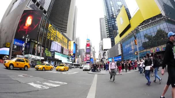 NEW YORK CITY - JUNE 28: Times Square is a busy tourist intersec — Stock Video