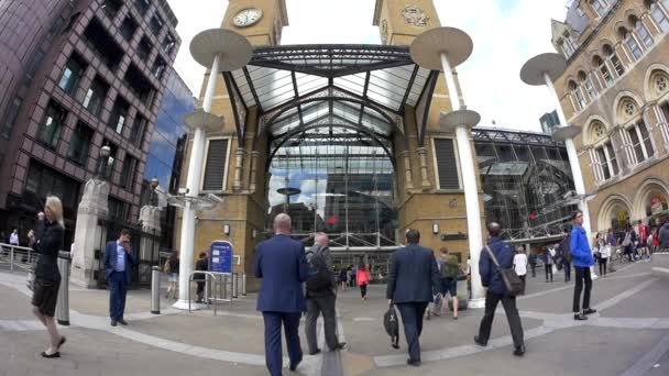 London Storbritannien Juni 2015 Liverpool Street Station Entré Underjordiska Systemet — Stockvideo